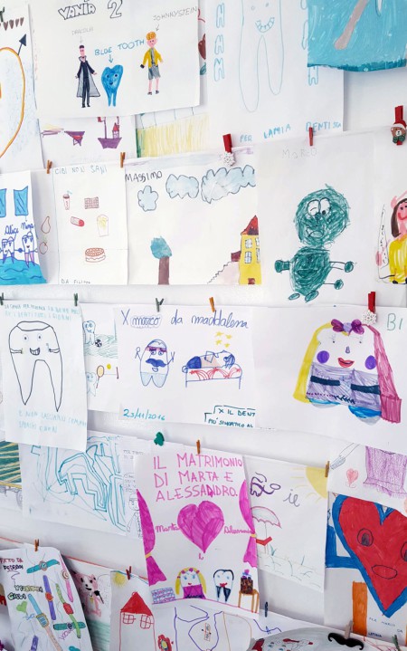 I disegni dei bambini presso lo studio dentistico Polispecialistico Meroni